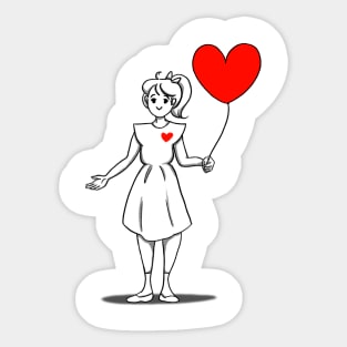 Girl with balloon Sticker